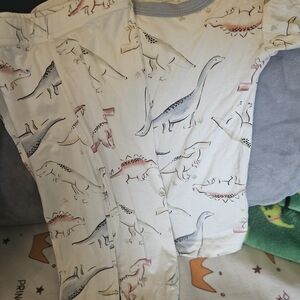 Dinosaur Print Kids Pajama Set - White